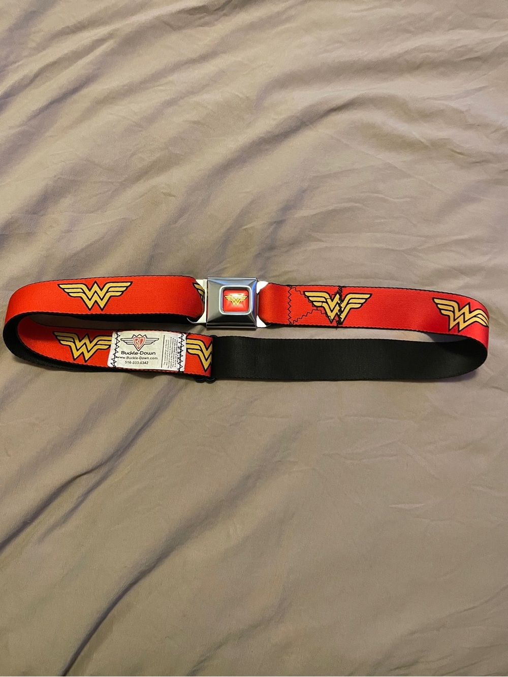 Buckle Down Red and Black Logo Seatbelt Style Belt adjustable
